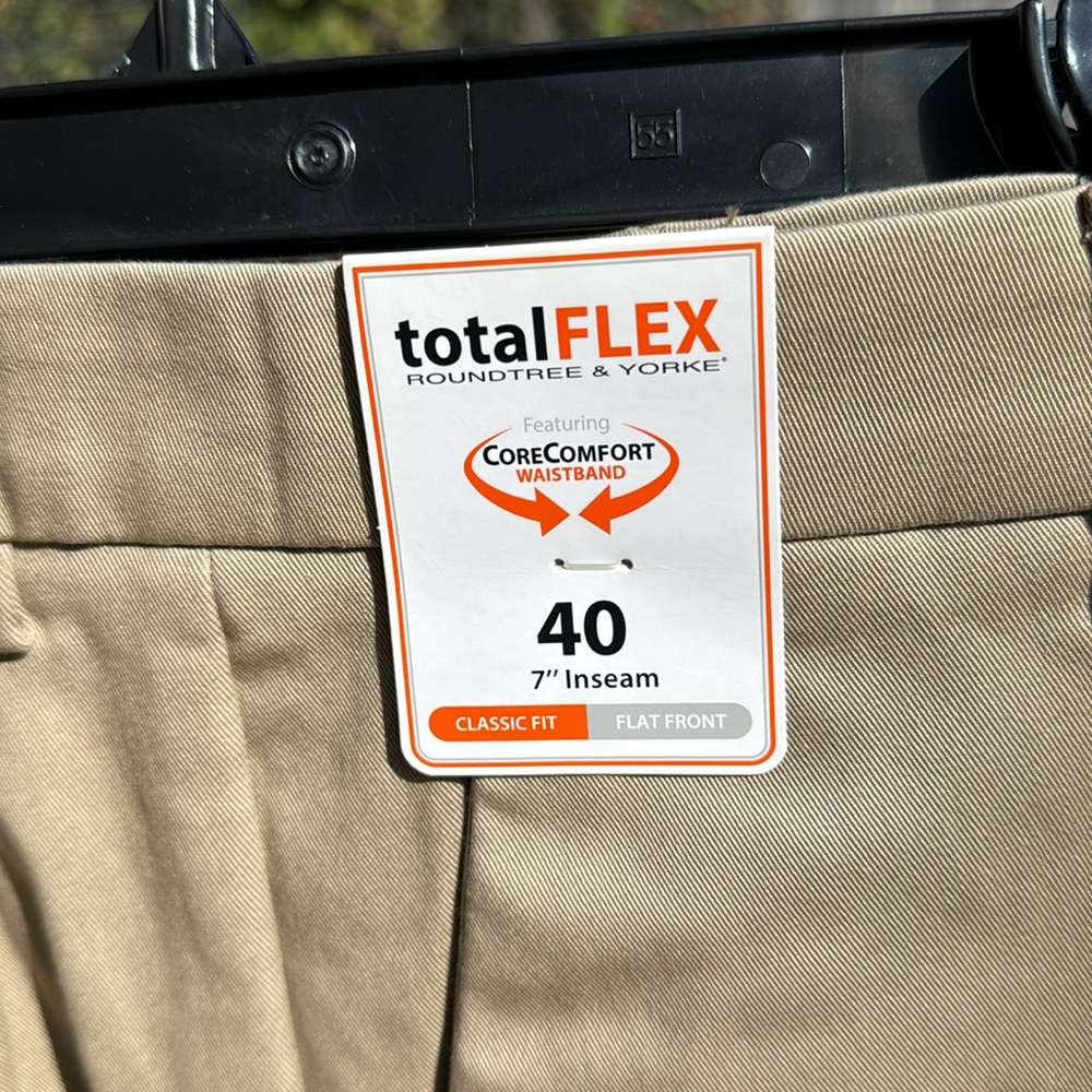 Nwt Roundtree & Yorke Total Flex 40 Flat Front Sh… - image 2